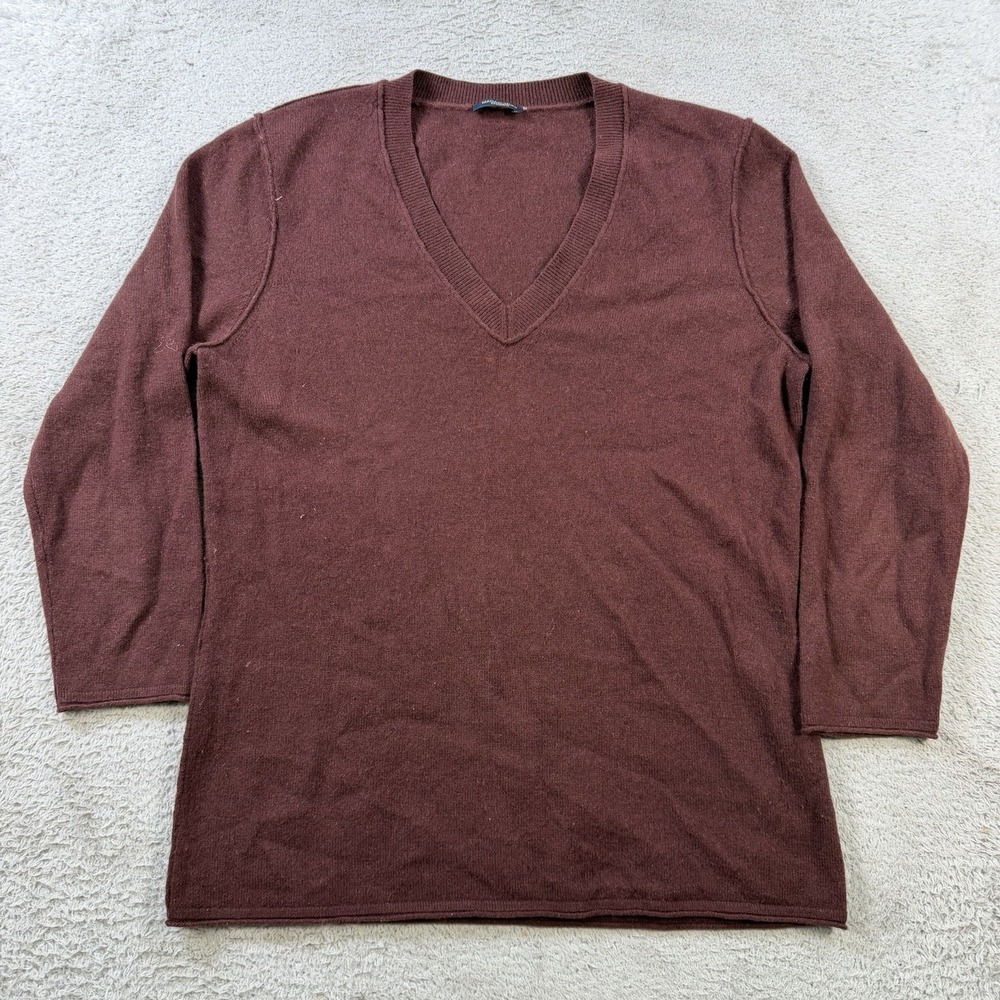 Magaschoni Sweater Womens Small Burgundy 100% Cashmere V-Neck Soft Pullover